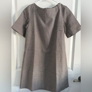 Zara - Houndstooth Patterned Dress in Black and Brown- XS
